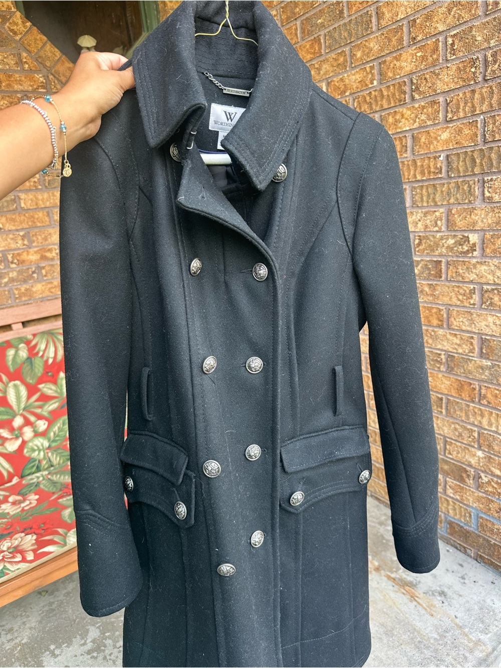 Worthington Black Double-Breasted Pea Coat